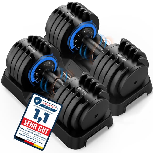 DH FitLife 25kg verstellbare Hanteln 4 bis 25 KG mit 10 Gewichtsstufen 🏋️‍♂️