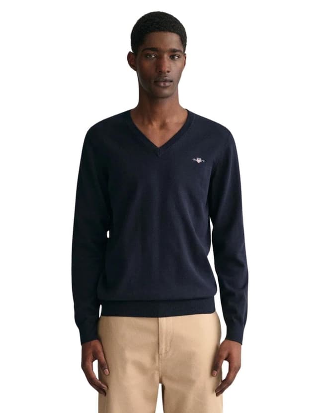 Angebot: GANT Herren Classic Cotton V-Ausschnitt Pullover XL Abendblau 😎👕