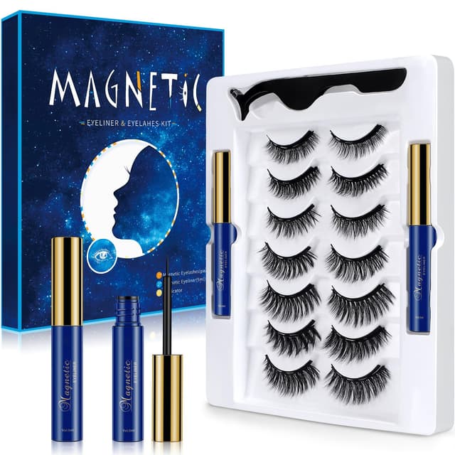 Aosun Magnetische Wimpern mit Eyeliner Kit: 7 Stile, Natürlich Look 👁️