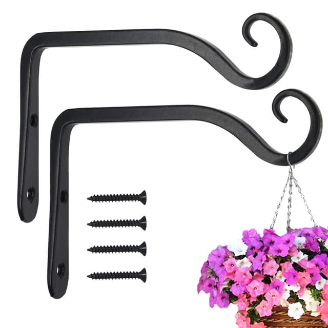 🌿🌺 LOOGI Pflanzenhalterung Blumenampelhalter Eisen Wandhaken - 2 Stücke 15cm Schwarz
