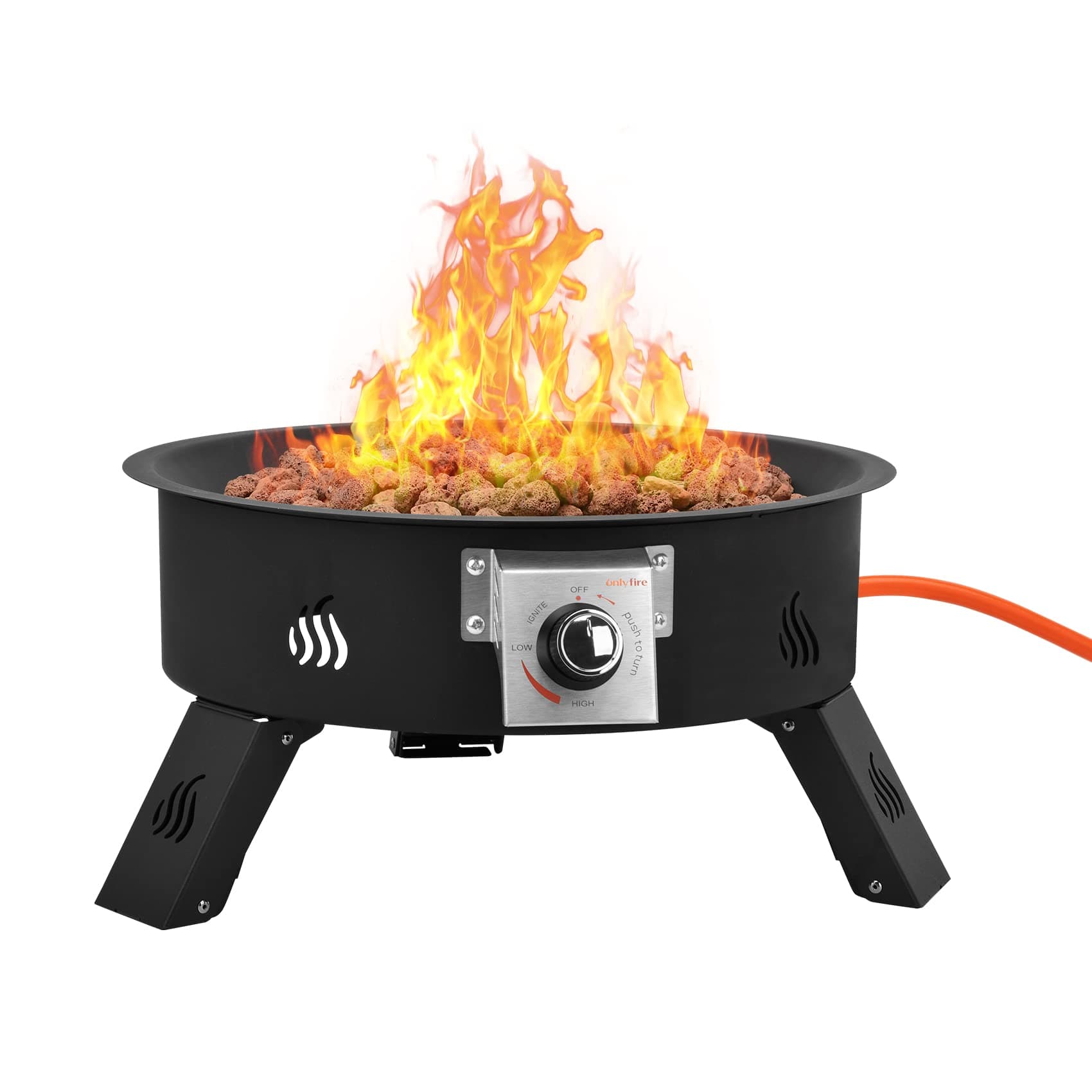 🔥🏕️ Onlyfire Tragbare Gas-Feuerstelle mit 4kg Lavastein - Outdoor Feuerschale für Camping und Hinterhof