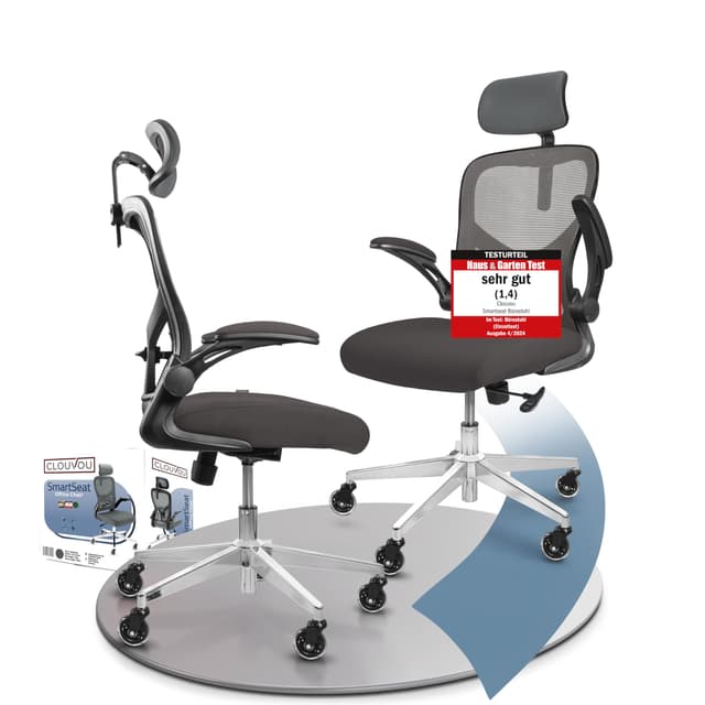 CLOUVOU SmartSeat Bürostuhl Ergonomisch [TESTSIEGER] Schreibtischstuhl 100% individuell einstellbar 🪑💼