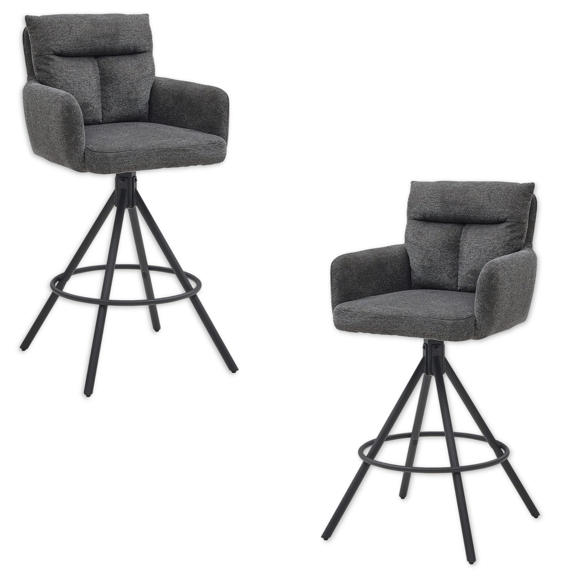 Stella Trading Sofia Barhocker 2er Set, Grau 🪑 - Bequeme Barstühle mit Lehne für Ihr Wohn- & Esszimmer