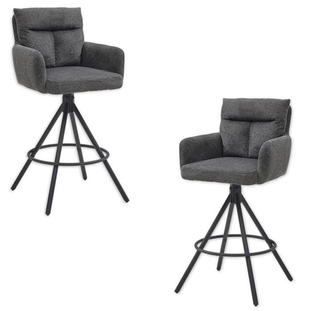 Stella Trading Sofia Barhocker 2er Set, Grau 🪑 - Bequeme Barstühle mit Lehne für Ihr Wohn- & Esszimmer