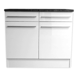 JAZZ Moderner Unterschrank Küche 2-türig in Weiß, Steingrau 🌟 - Geräumiger Küchenschrank mit viel Stauraum - 100 x 90 x 60 cm (B/H/T)