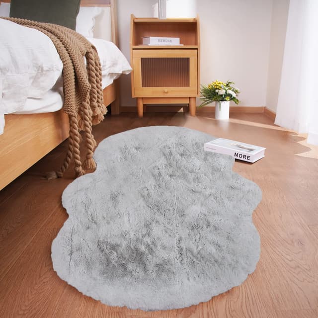🏡 Ghouse Home Teppich Kurzflor Flauschiger Anti-Rutsch Teppich Grau 60x120 cm