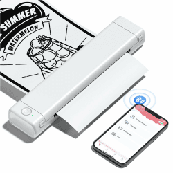 🖨️ Phomemo M08F Mobiler Drucker A4 für Unterwegs Thermodrucker - Tragbarer Bluetooth Drucker für Den Heimgebrauch im Büro, Kompatibel mit Laptops und Smartphones, Weiß Drucker Weiß