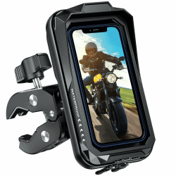 BTNEEU Handyhalterung Motorrad Wasserdicht Universal Anti-Shake Telefonhalterung mit Touchscreen Sonnenblende 360° Drehbar Halterung Motorrad Metall für Smartphone bis zu 7,0" (Schwarz C)