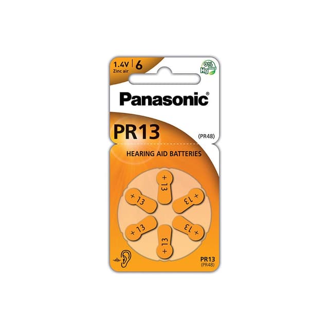 🔋👂 Panasonic PR13 Zink-Luft-Batterien für Hörgeräte, Typ 13, 1.4V, 6 Stück 🧡 6er Pack PR13