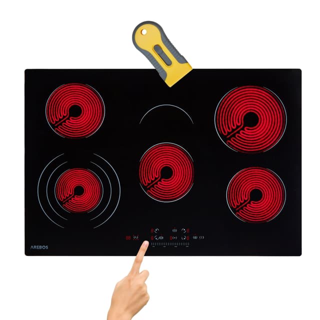 Arebos Glaskeramikkochfeld | 8700 W | 5 Kochfelder | 77 cm | Autark | 🍳🔥👨‍👩‍👧‍👦
