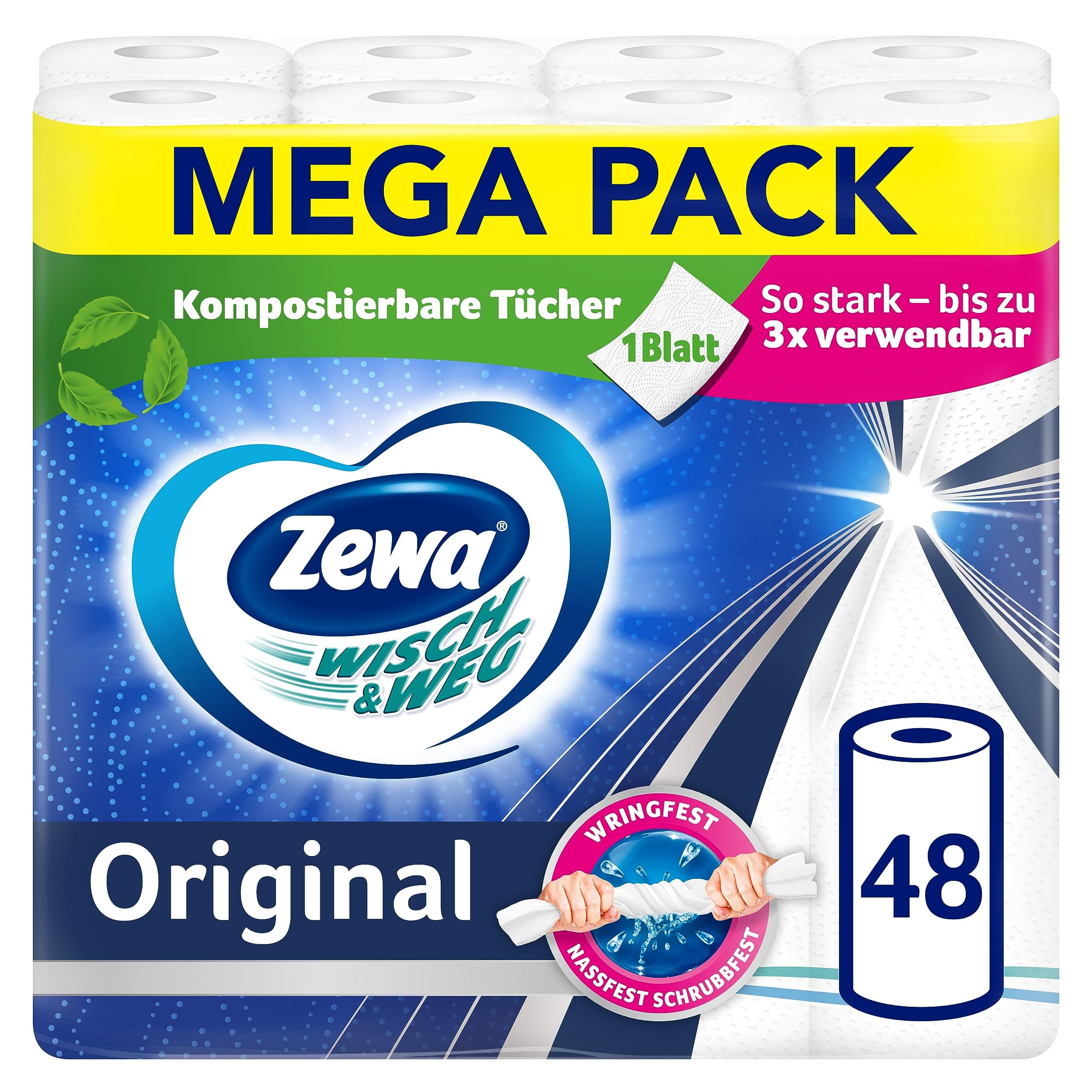 🌟 Mega Deal: Zewa Wisch&Weg Original Mega Pack 6er Packung - 48 Stück