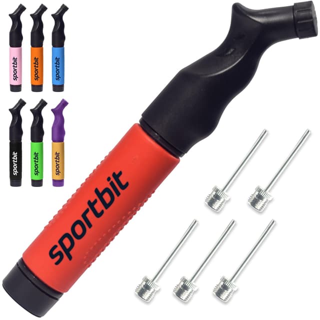 🔵🏀 SPORTBIT Ballpumpe mit 5 Nadeln Set 🏐🏈 - Handpumpensystem zum Aufpumpen