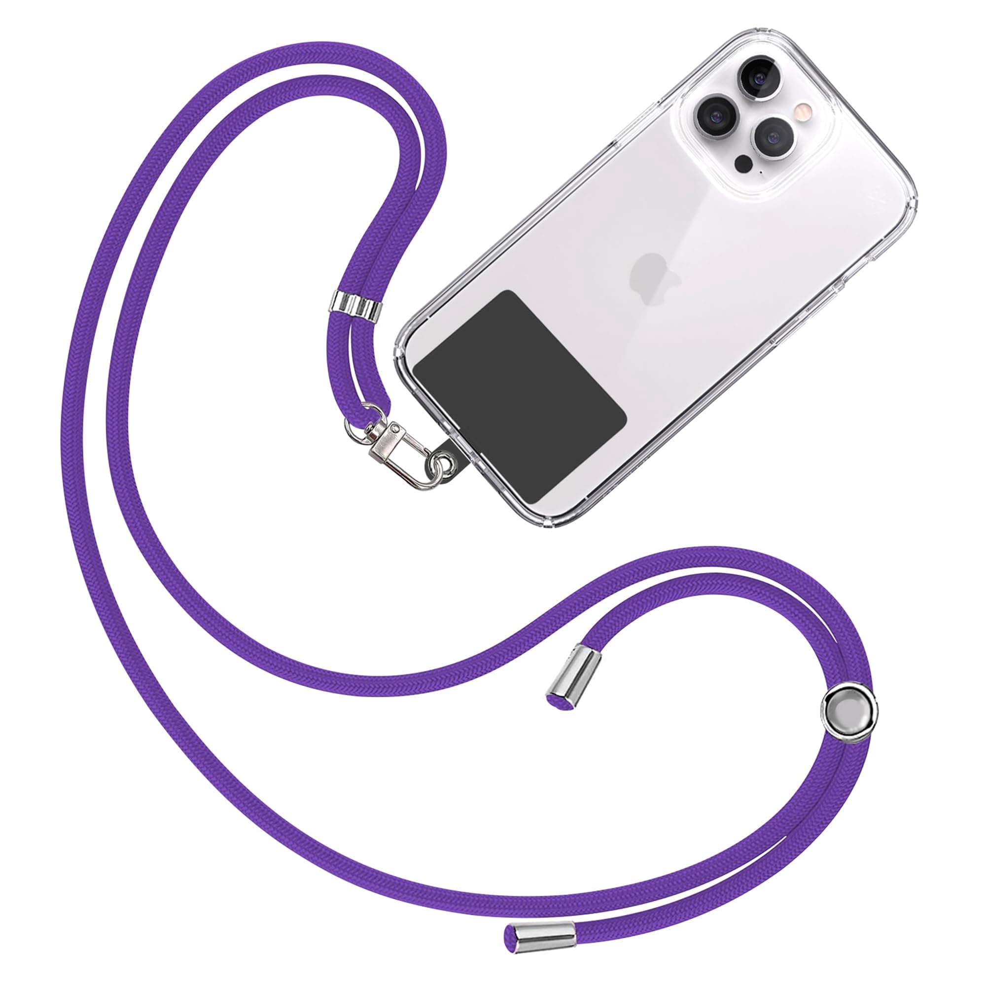 📱🔑 TBOC Band Handykette Schlüsselband Kette Handyschnur [Violett] - Zum Aufhängen Nacken Umhängen Universal für Handy mit Pad [Schwarz]