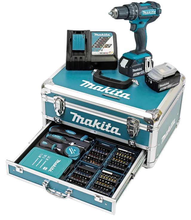 🔥 Angebot: Makita DHP482RFX9 Schlagbohrschrauber 18V / 3,0 Ah + Zubehör-Set 🛠️