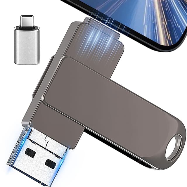 🚀 Super Deal! USB Stick 256GB 3-in-1 mit USB-C Adapter, Externer Speicherstick für Phone, Android, Pad, PC und Laptop