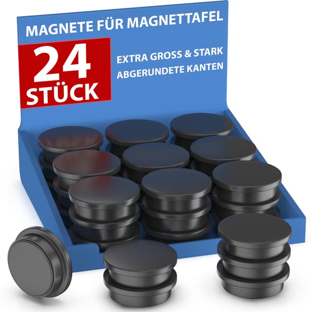 🌟 REORDA Magnete für Magnettafel - 24x Starke Magnete für Whiteboard, Pinnwand & Kühlschrank