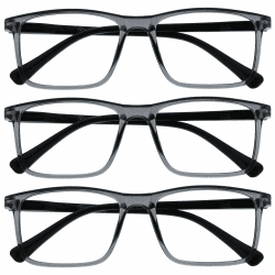 OPULIZE Ink Fernbrille 3er Pack Kurzsichtigkeit Groß Rechteckig Rahmen Federscharniere Grau 😎👓🕶️