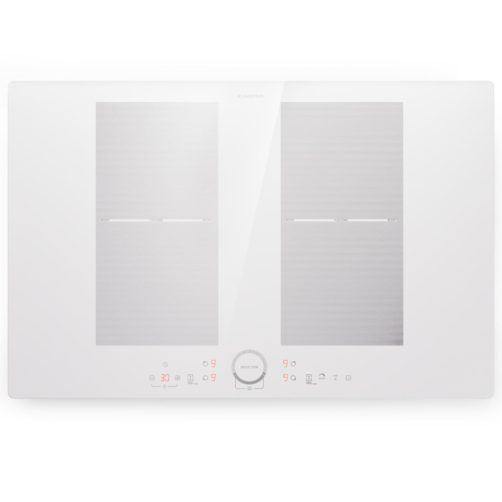 🌟 Klarstein Induktionskochfeld 4 Platten 7000W mit ThermoBoost-Funktion & VarioHeating-Modus - Effizienter Elektro Induktions-Herd 77cm flex 4 Zonen Weiß 🌟
