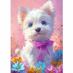 🌟DOMROM Diamond Painting - Süßer Hund & Blumen 30x40cm 🎨
