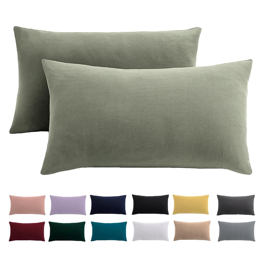 Kissenbezug 40 x 80 2er Set - Kopfkissenbezug 40x80 Salbeigrün 🛏️ 100% Mikrofaser Kissenhülle