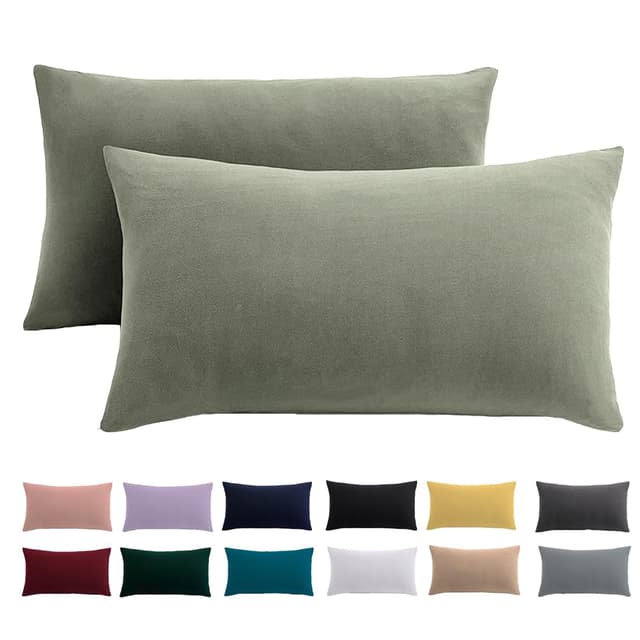 Kissenbezug 40 x 80 2er Set - Kopfkissenbezug 40x80 Salbeigrün 🛏️ 100% Mikrofaser Kissenhülle