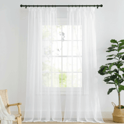 🎉🏡 PONY DANCE Wohnzimmer Gardinen Transparent Kräuselband 2er Set H 260 x B 140 cm 🏡🎉