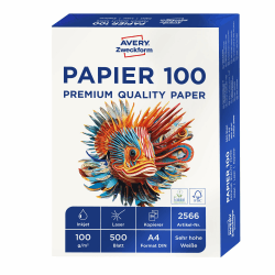📄🖨️ AVERY Zweckform 2566 Drucker-/Kopierpapier (500 Blatt, 100 g/m², DIN A4 Papier, hochweiß) - 1 Pack 500 Blatt Single 🛍️