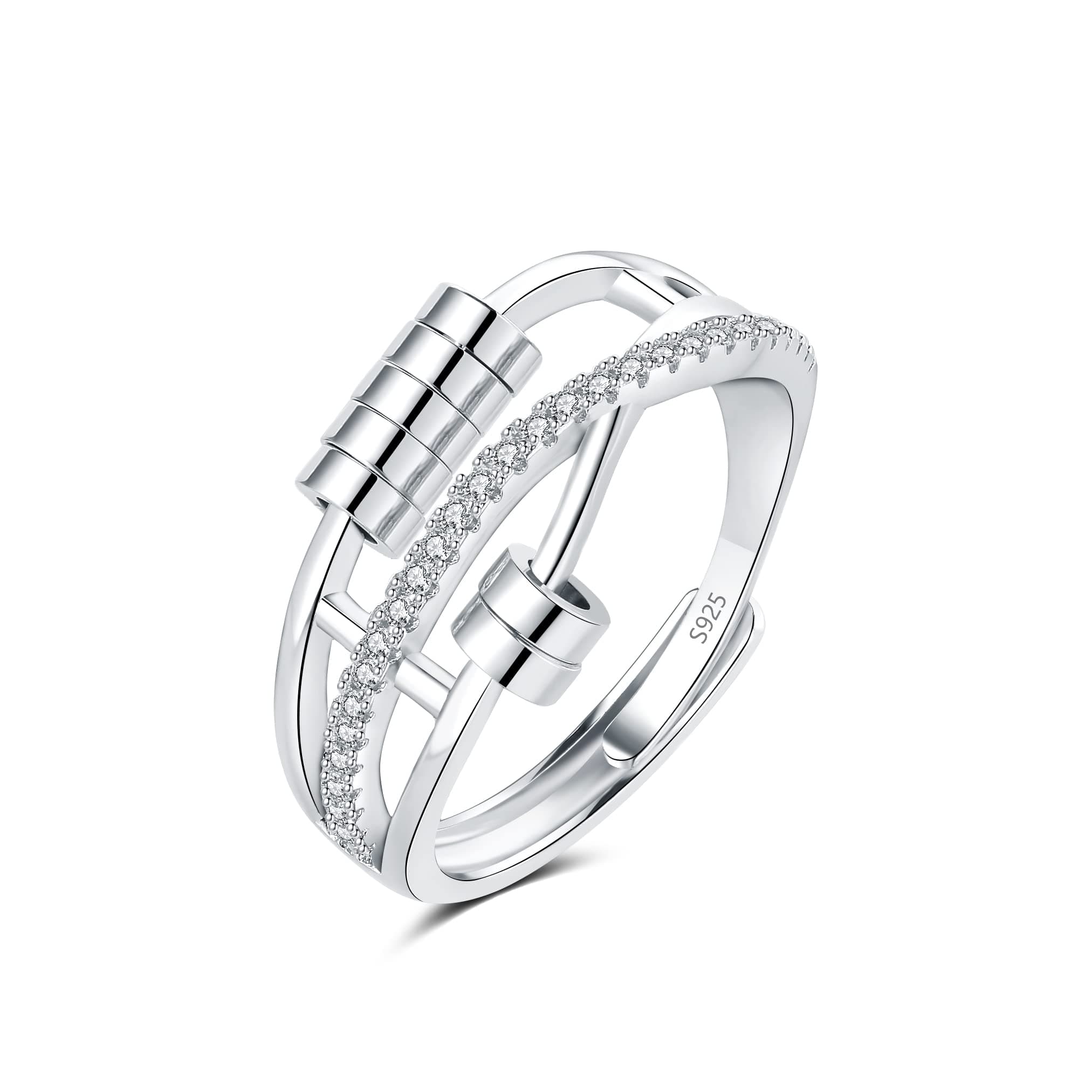 Cangall Silber Anxiety Rings - Spinner Fidget Ring Dekompressionsringe