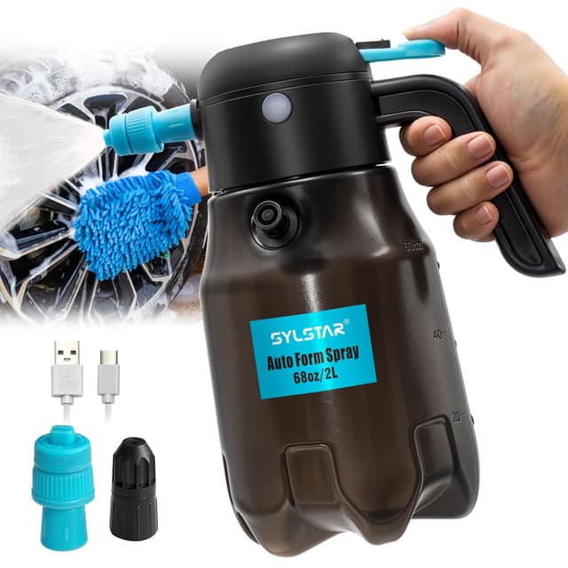 🚗 SYLSTAR Schaumsprüher Auto 2L, 7.4V Pumpsprühflasche mit Akku 🌟