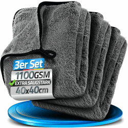 🚗 LOCO BIRD Mikrofasertücher Auto 1100 GSM - 3er Set 3 Stück Grau 🧽🌟