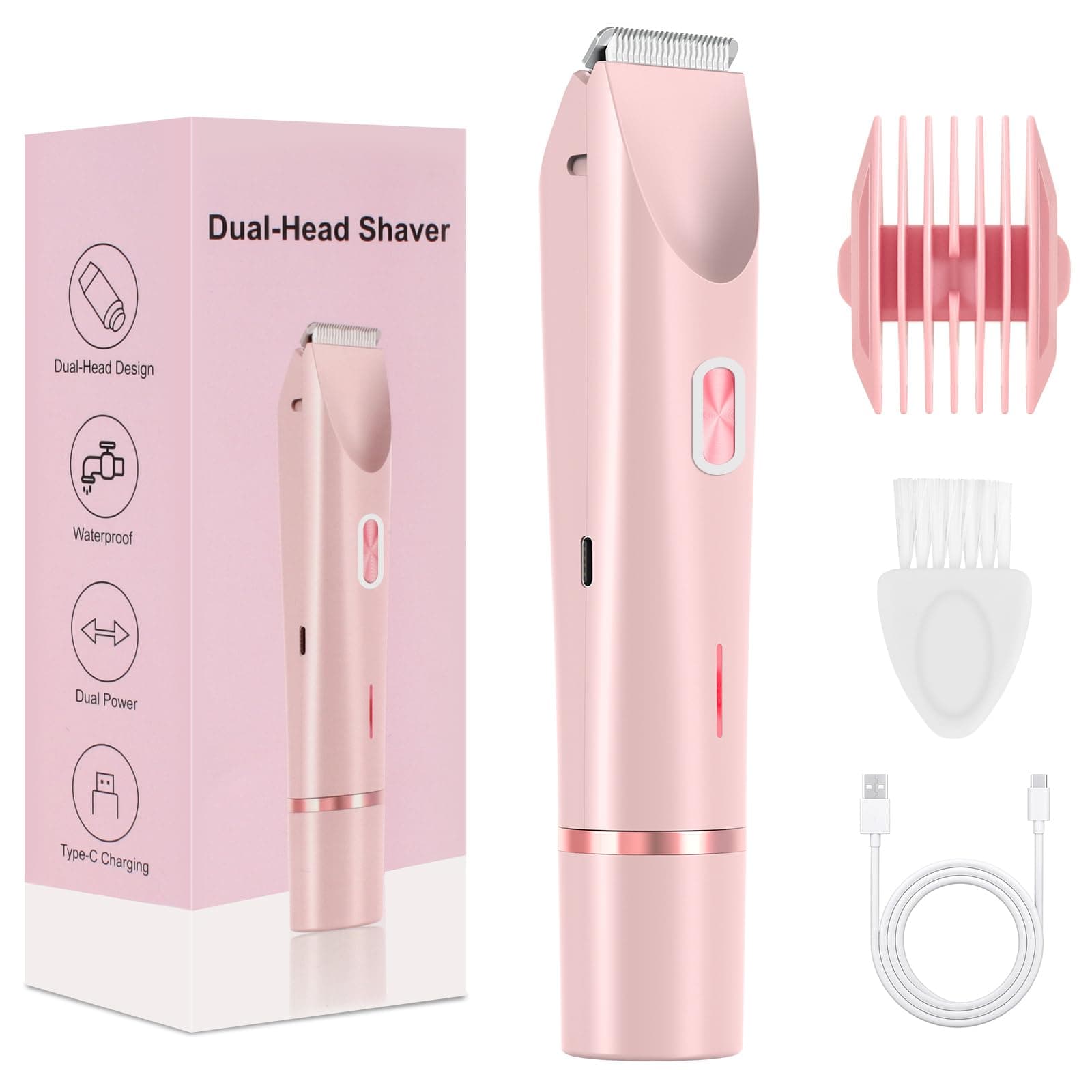 🌸 Intimrasierer für Frauen 2-in-1 Dual Head Shaver Rasierer mit USB-C-Laden 🌸