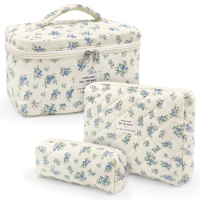🌸 Beifon 3er Set Kosmetiktasche Kulturtasche Damen mit Blumenmuster - Make Up Tasche für Frauen und Mädchen