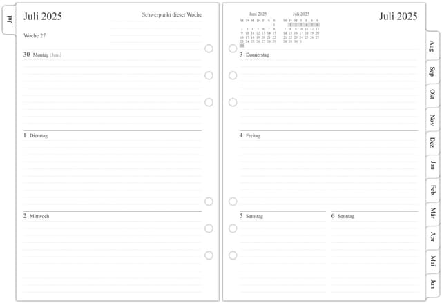 📅 Neuheiten! 25-26 Wochenplaner Einlage A5 📆