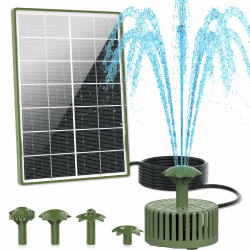 AISITIN Solar Springbrunnen für Außen mit Dunkelgrün Solar Fontäne Pumpe
