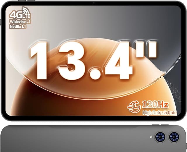 TECLAST T65 Tablet 13,4 Zoll Android 15 Tablets 120Hz Display, 4G LTE Dual SIM, 2.2GHz Gaming, 20GB RAM+128GB ROM(4TB TF), GPS, Widevine L1, Tabletpc für Streaming 🌟