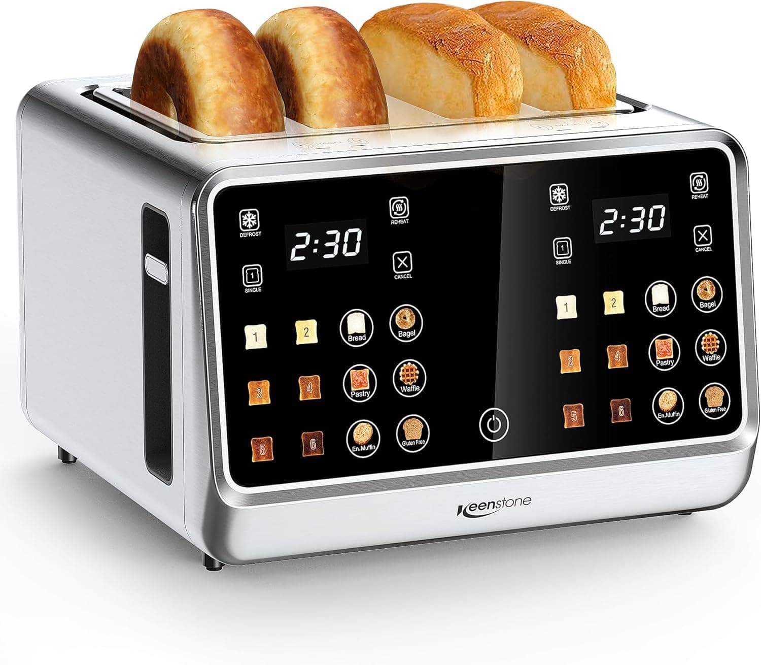 Keenstone 4-Scheiben Digitaler Intelligenter Toaster mit Touchscreen 🍞🥯🍪🥰
