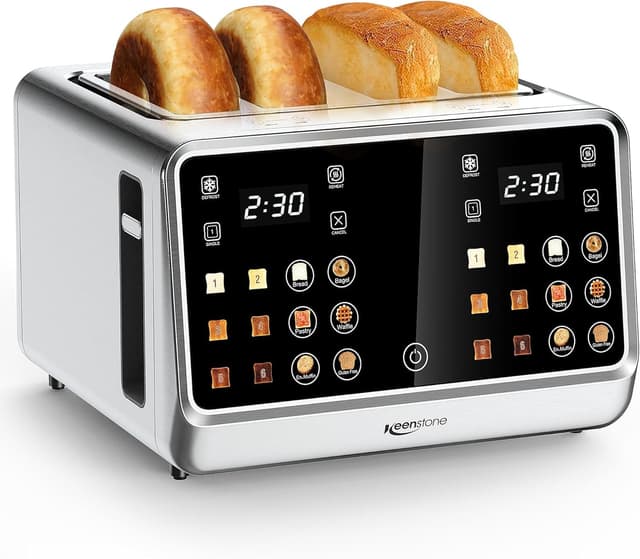 Keenstone 4-Scheiben Digitaler Intelligenter Toaster mit Touchscreen 🍞🥯🍪🥰