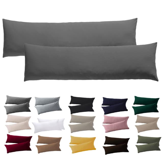 🌟 Soifox Seitenschläferkissen Bezug 40 x 145-2er Set Anthrazit 🌙