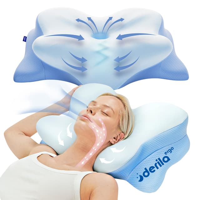 🌙🛌 Derila ERGO Nackenkissen Kopfkissen aus Memory Foam 🌟🌿