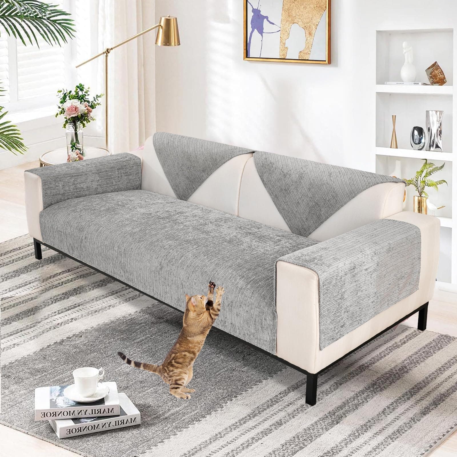 🛋️ Aus Weichem Chenille Sofabezug 1/2/3/4 Sitzer L Form Sofa Couch überzug Ecksofa