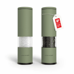 🌿🌶️ LARS NYSØM Salz und Pfeffer Mühle 2er Set Manuell mit einstellbarem Keramik-Mahlwerk | Design Gewürzmühlenset (2 Stück) (Sage Green)