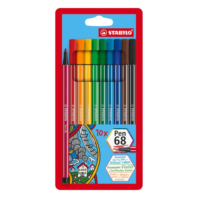 🌈 STABILO Premium-Filzstift Pen 68-10er Pack - 10 Farben 🖊️