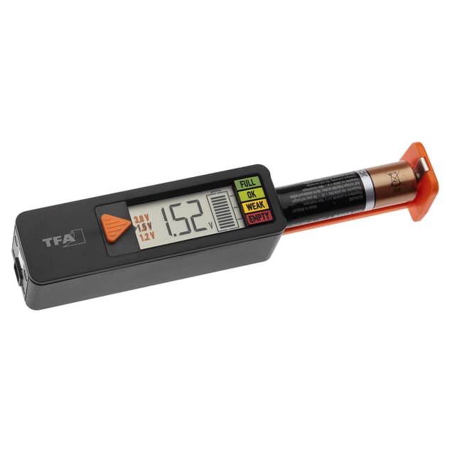 🔋🔍 TFA Dostmann Batterietester BatteryCheck, 98.1126.01 - Schwarz