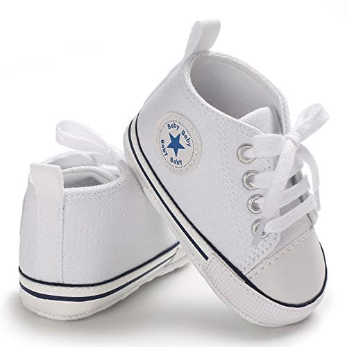 👶👟 Sehfupoye Baby Mädchen Jungen Turnschuhe Kleinkind Schuhe Canvas Erste Wanderschuhe Neugeborene Anti-Rutsch Prewalker Turnschuhe 0-6 Monate Weiß