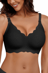 Super glatter und atmungsaktiver Bügelloser Damen-BH mit V-Ausschnitt und Blumendruck-Design