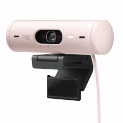 Logitech Brio 500 Full-HD-Webcam mit Auto-Lichtkorrektur, Zeigemodus, Doppelmikrofon + Rauschunterdrückung, Webcam-Abdeckung - Rosa