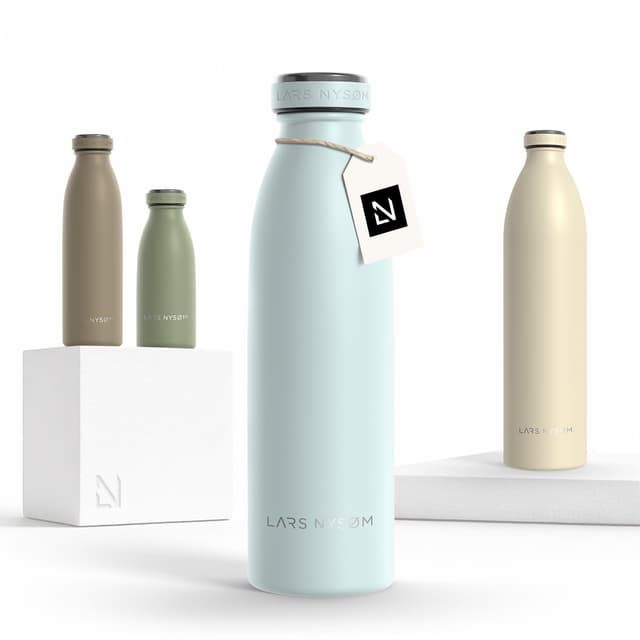 LARS NYSØM Edelstahl Trinkflasche 500ml Misty Blue