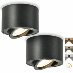 GeyouLux LED Aufbauspot Dimmbar - Extra Flach 30° Schwenkbar Ø80x50mm Deckenspots Schwarz