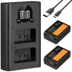 K&F Concept EN-EL25 Ersatzakku 2er-Pack mit LCD Dual Slot Ladegerät 📸🔋
