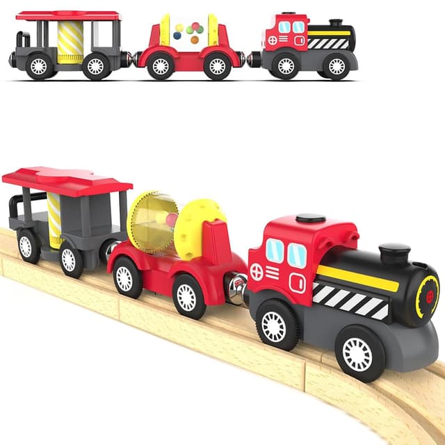 TOPLIVING Holzeisenbahngleis Zubehör batteriebetriebener Lokomotivzug 🚂🎁